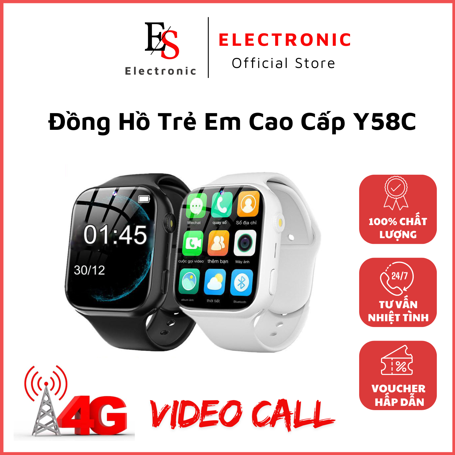    Siêu HOT  Đồng Hồ Thông Minh Trẻ Em Y58C Gắn Sim 4G Video Call Nghe Gọi Độc Lập Lướt Web YT FB Ti.kto.k Sử Dụng Như Một Chiếc Điện Thoại Định Vị Chính Xác Quản Lý Qua App Setracker 2 Kháng Nước IPX7 Đồng Hồ Định Vị Trẻ Em Cao Cấp. BH 12T 
