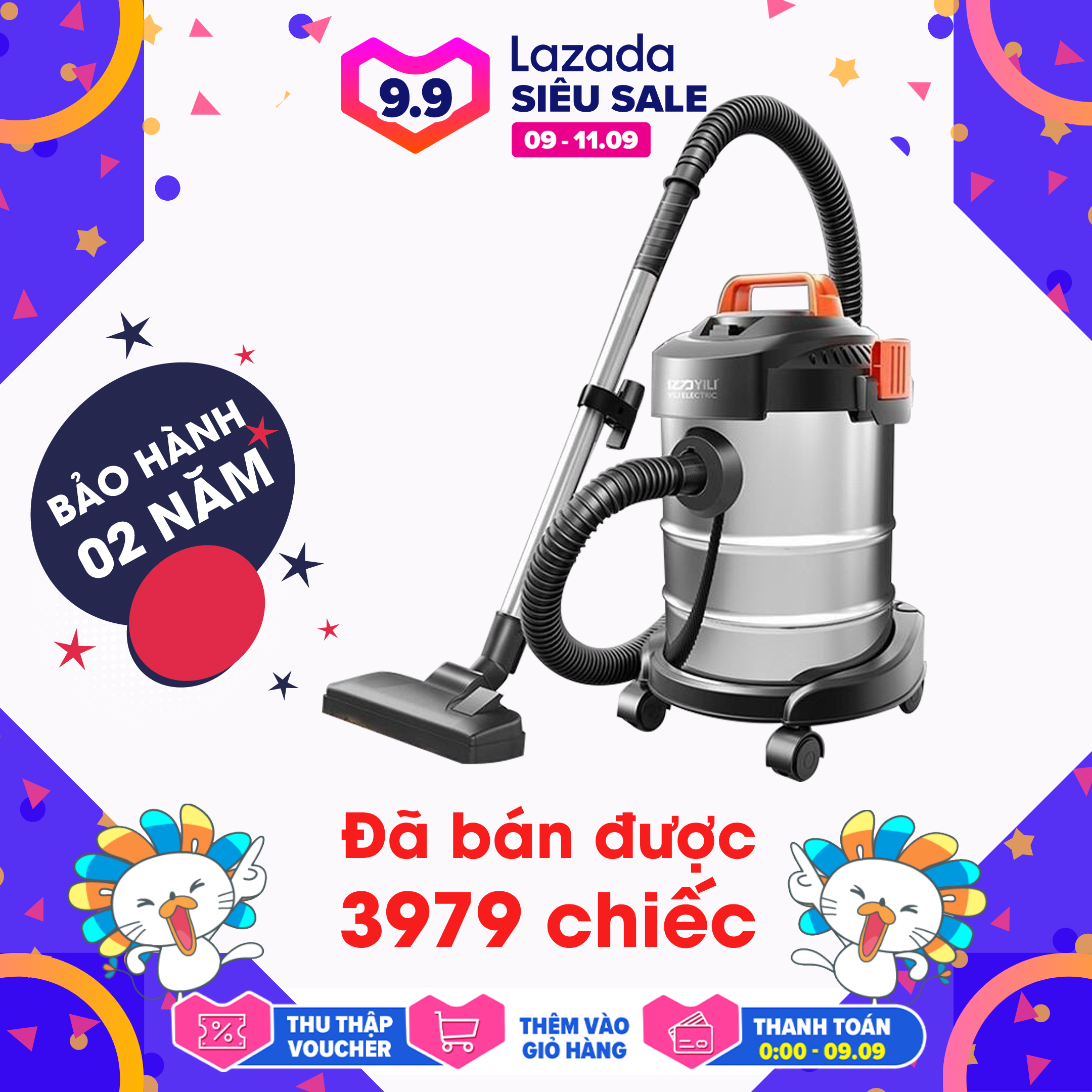 Máy Hút Bụi Công Nghiệp Mini Đa Năng Yili 12 Lít - Công Suất 1200W-Chức năng Hút và Thổi