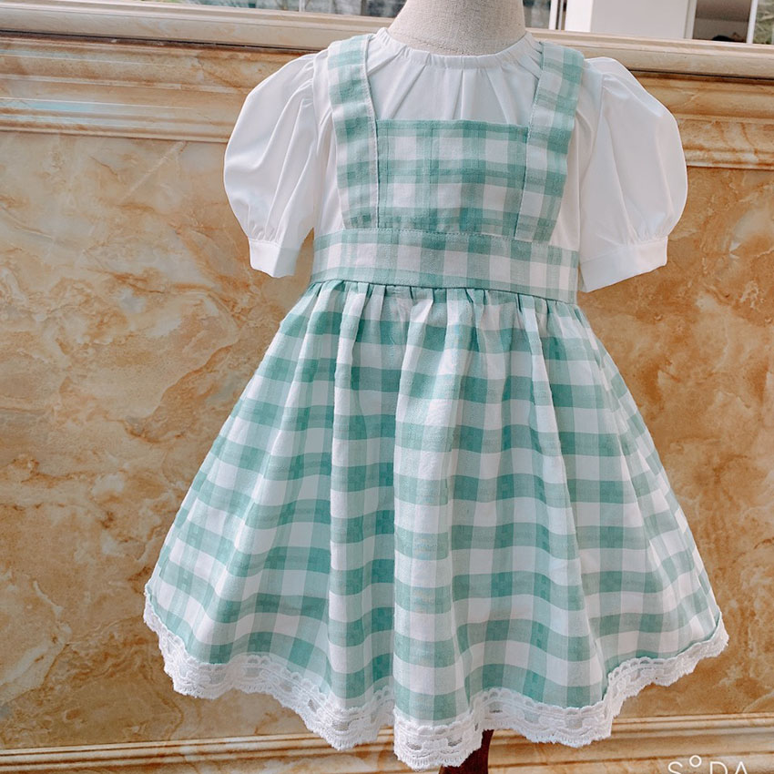 [HCM]Váy Đầm Công Chúa Cho Bé Gái từ 1 tuổi màu trắng caro xanh TẶNG KÈM BĂNG ĐÔ rẻ đẹp xinh xắn chất liệu mềm mại mát mẻ CELIE BABY SHOP Cửa hàng quần áo trẻ em