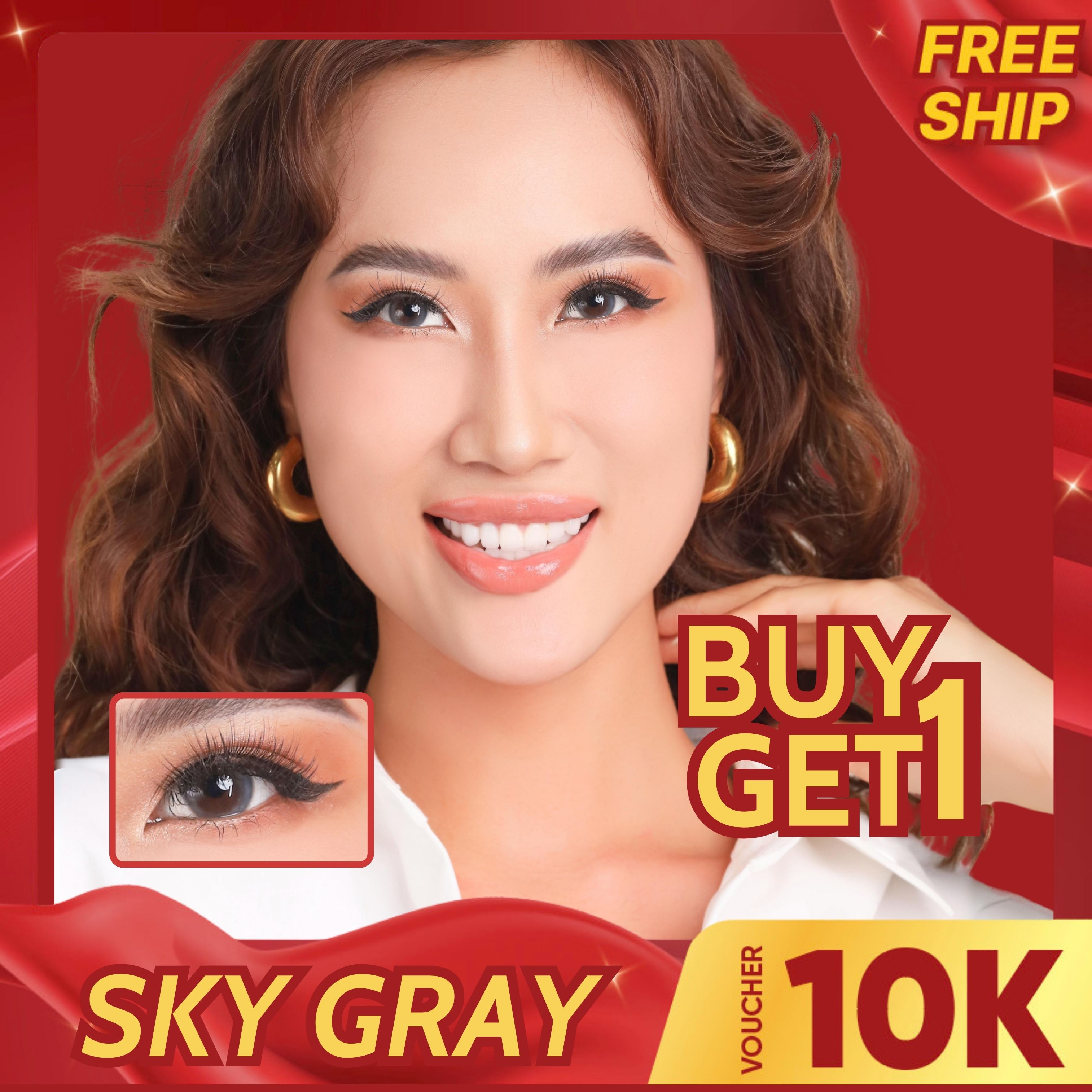 Lens cho mắt thở Silicone Hydrogel LENS OPTIC Sky brown, kính áp tròng có độ cận dùng 6 tháng