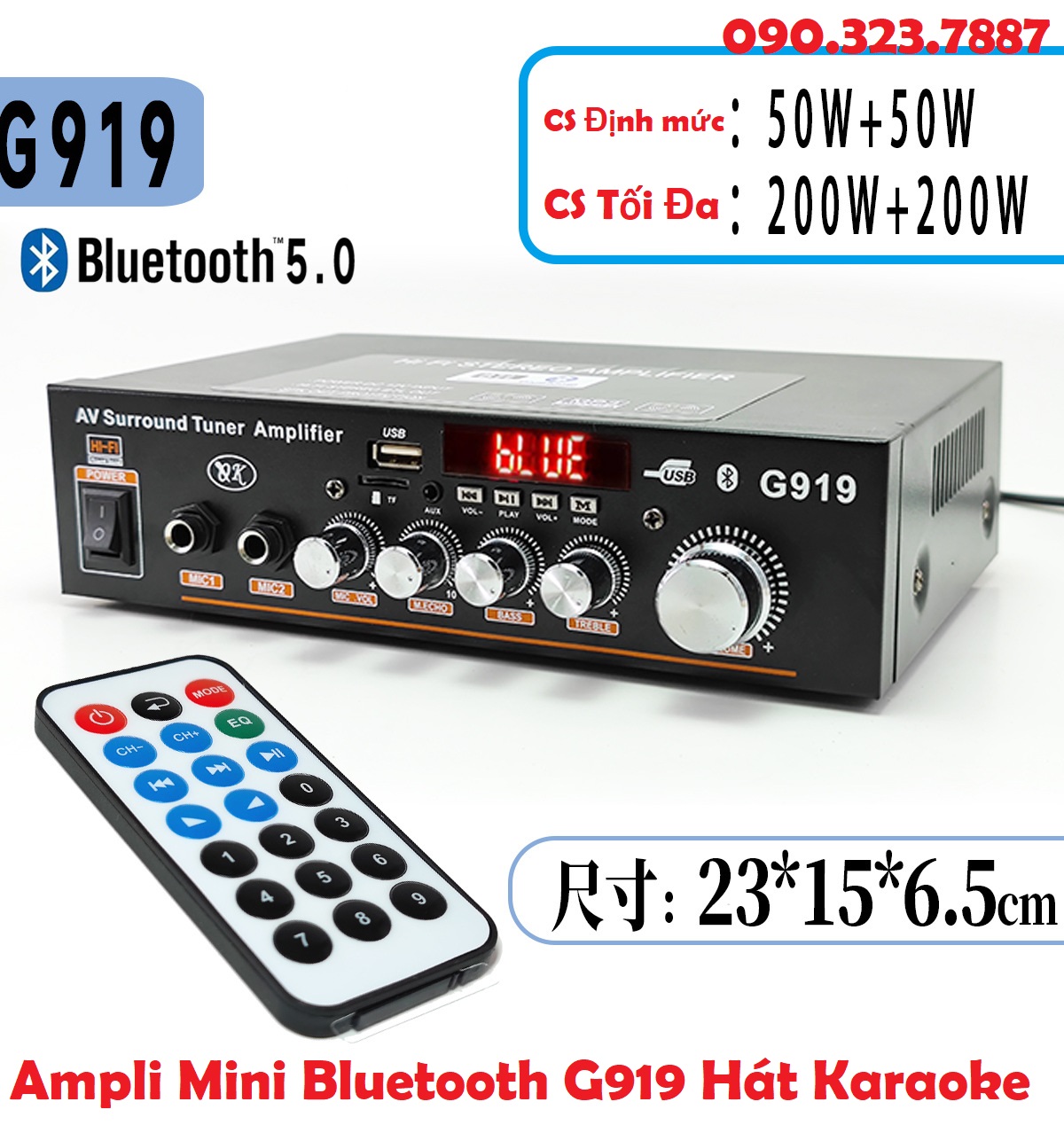 Ampli mini bluetooth g919 hát karaoke chạy điện 12v và 220v. loại tốt