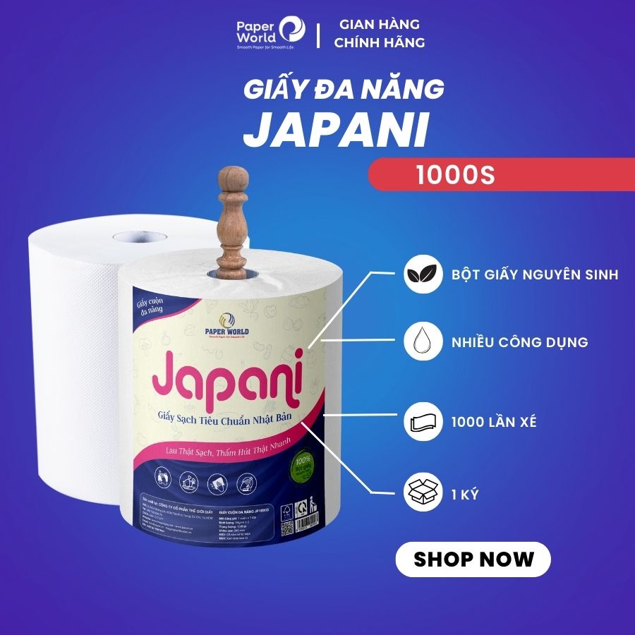 Combo 2 cuộn giấy lau bếp đa năng japani jp1000s dùng lau bếp vệ sinh thiết bị giá rẻ|100% bột giấy nguyên sinh