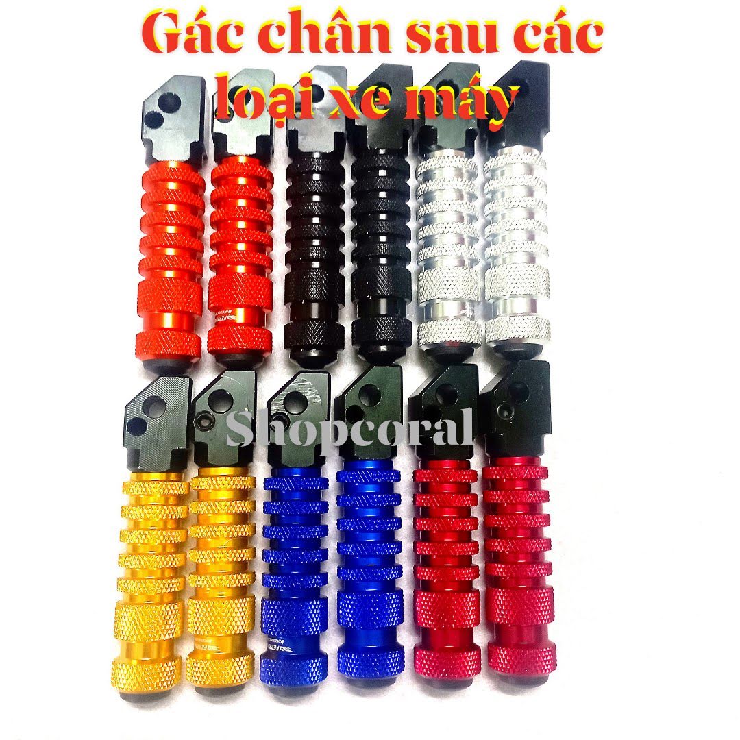 Cặp gác chân sau nhôm khía chế gắn các loại xe máy