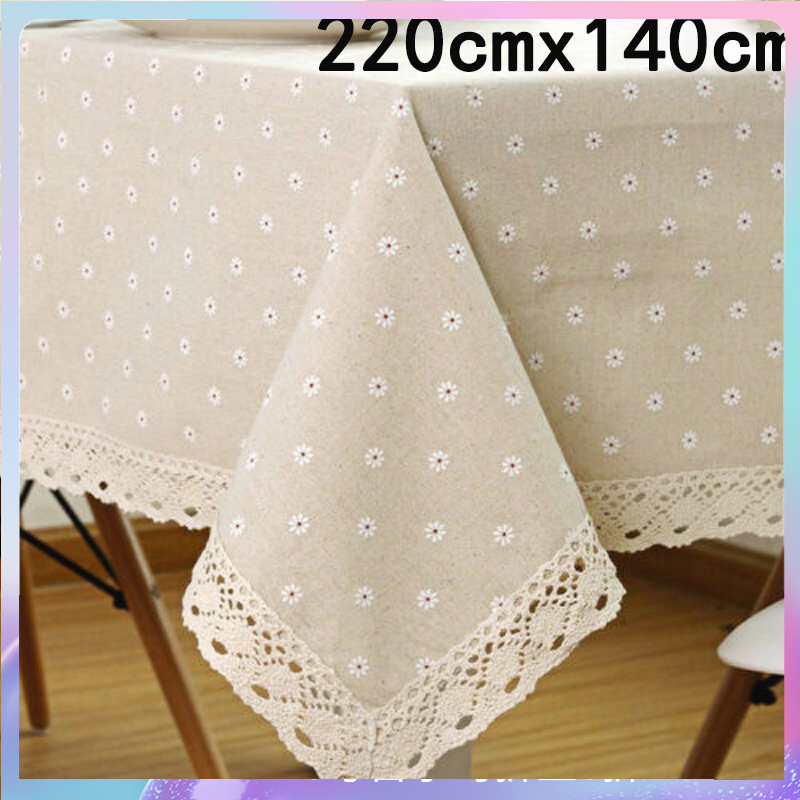 ⚡hàng sẵn có⚡khăn trải bàn vải lanh cotton viền ren chất lượng cao 90x140cm/140x220cm