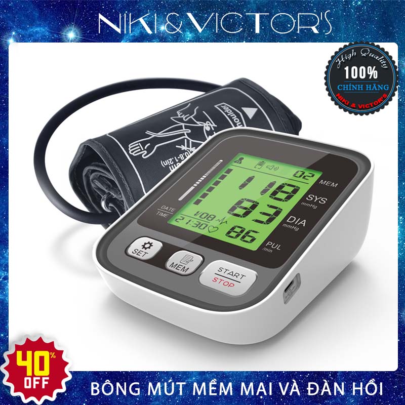 Máy Đo Huyết Áp Bắp Tay Điện Tử Công Nghệ Cảm Biến Thông Minh Màn Hình Lớn Có Cảnh Báo Đèn