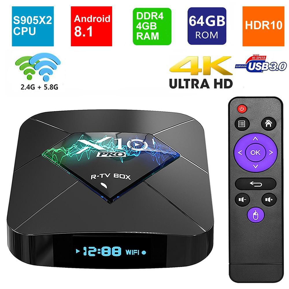 X10 pro android 8.1 hộp tv thông minh ddr4 2gb 16gb amlogic s905x2 quad core