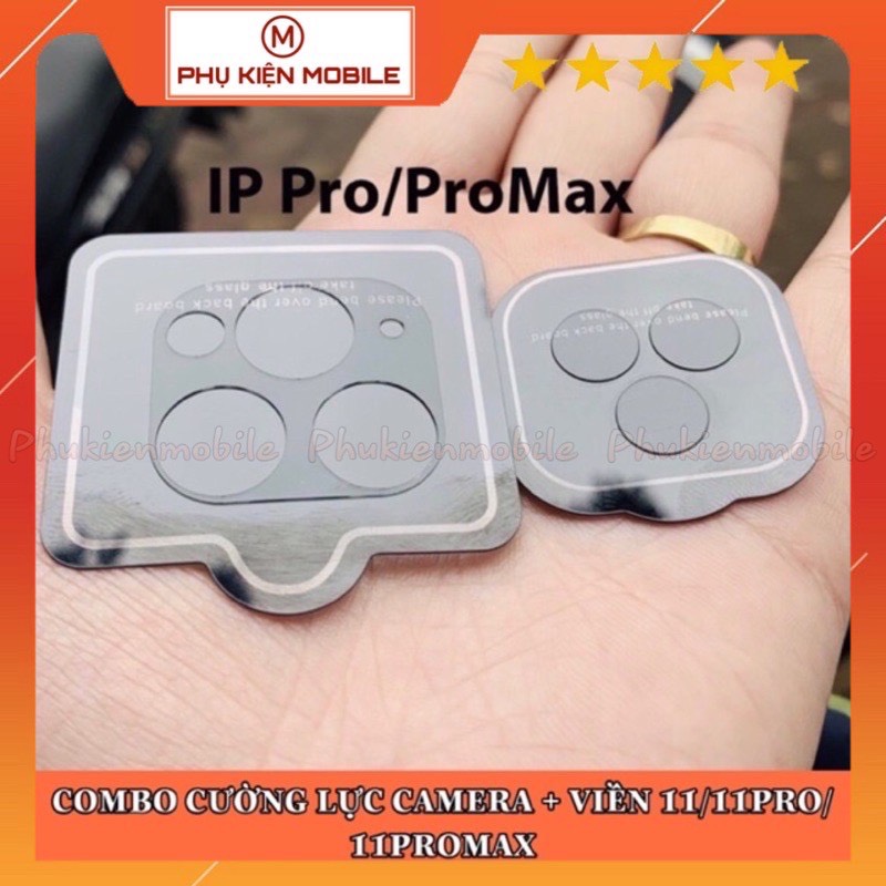 Combo kính cường lực camera + viền iphone 11/11pro/11promax - trong suốt- bảo vệ camera