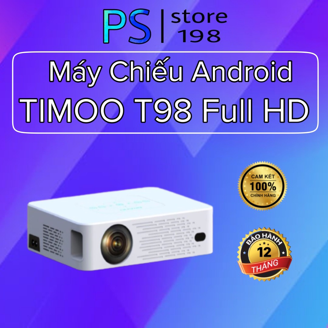 Máy chiếu phim timoo-t98 full hd android 9.0 6000 lumens tặng quà trị giá lên tới 700k