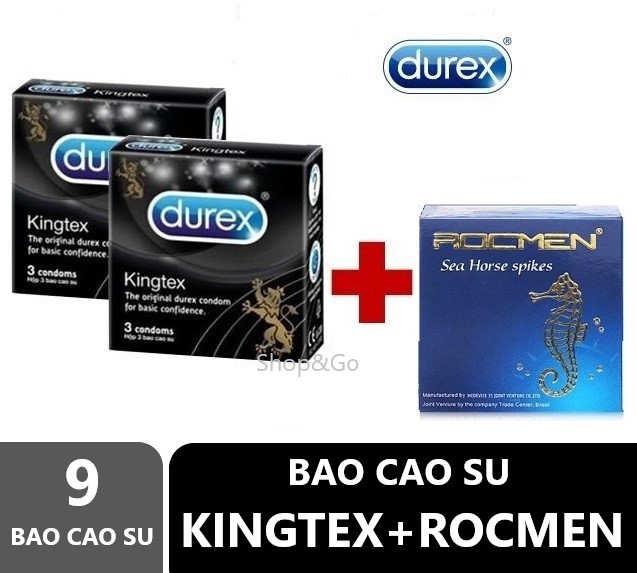 Bộ 2 hộp Bao cao su Durex Kingtex size nhỏ 49mm - tặng 1 hộp Rocmen 3 cái