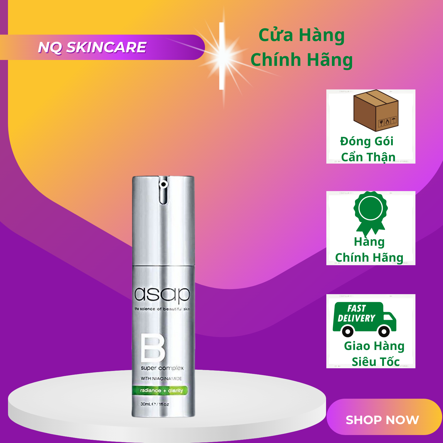 Serum super b complex asap 30ml dưỡng sáng da, giảm mụn
