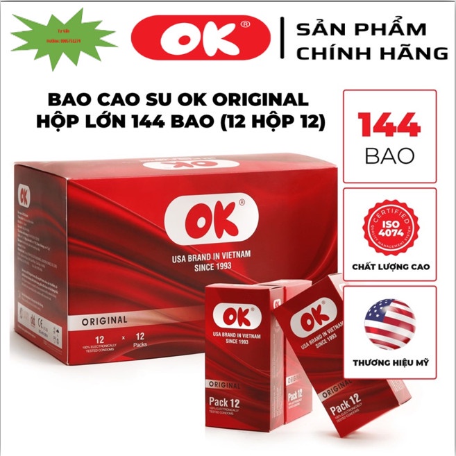 Bao cao su không mùi original – hộp 144 cái (12 hộp nhỏ) - Hàng Chính Hãng  - Giá Rẻ.