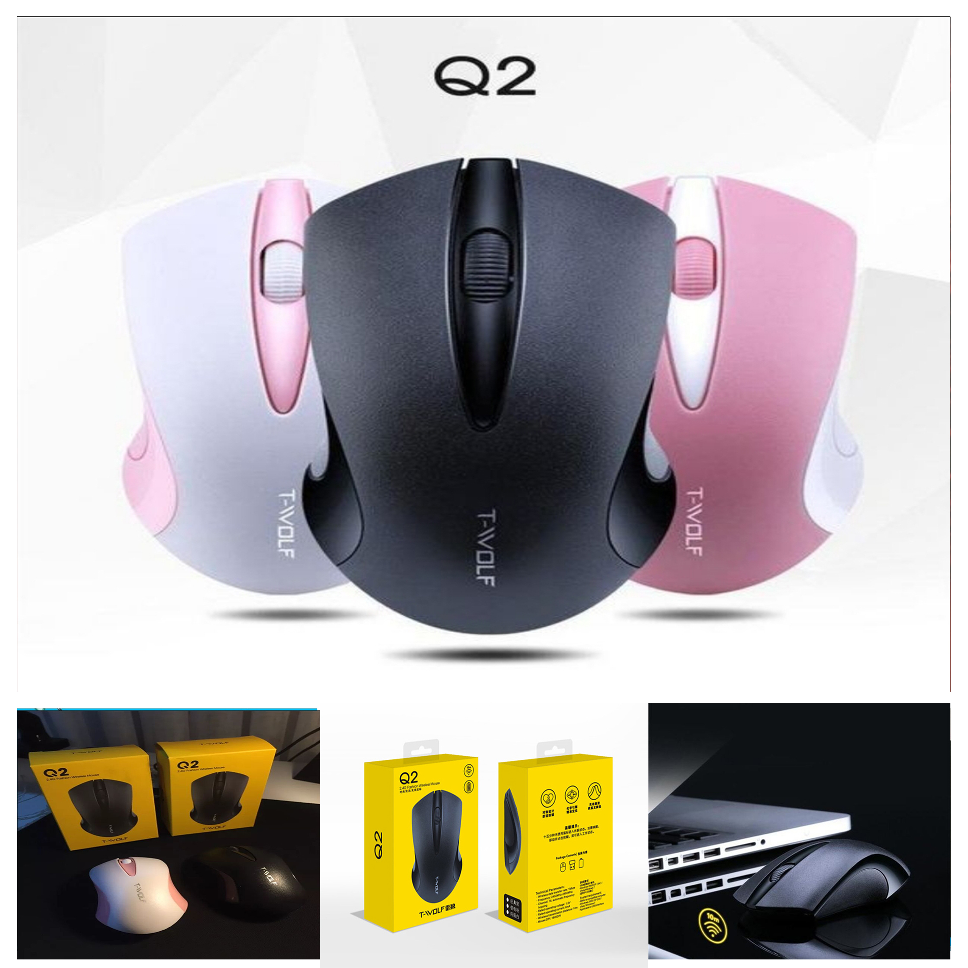 Chuột không dây t-wolf q2 mouse wireless, hàng chính hãng, bảo hành 6 tháng