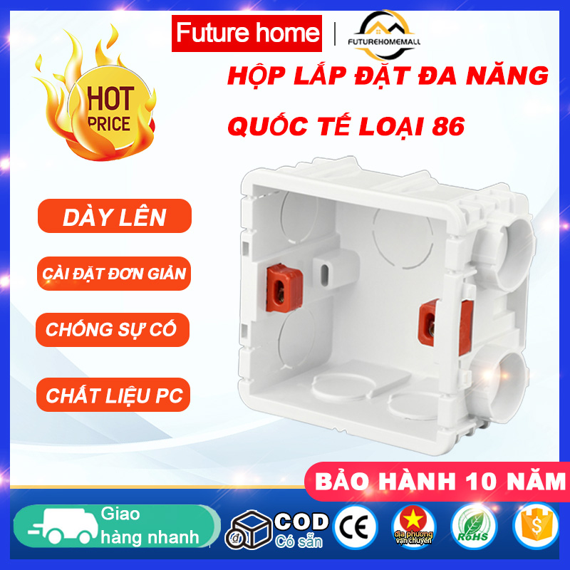 Fhm đế âm tường chống hộp nối nhựa pvc loại 86 hộp lắp đặt ổ cắm âm tường thích hợp cho ổ cắm chuyển đổi loại 86