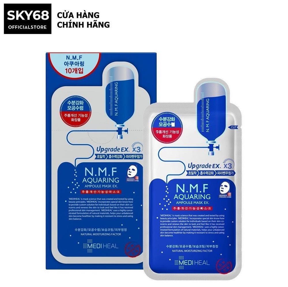 Combo 10 mặt nạ cấp nước, dưỡng ẩm Mediheal NMF Aquaring Ampoule mask 25ml x 10