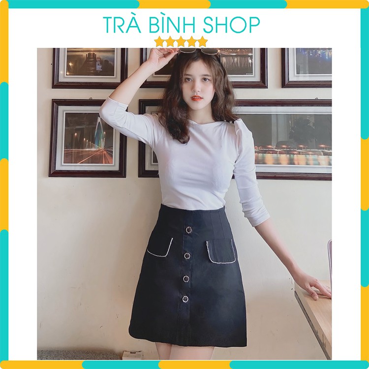 Chân Váy Chữ A KaKi Gân Chéo Họa Tiết Đính Đá Sang Trọng Co Giãn 2 Chiều Có Quần Lót Trong