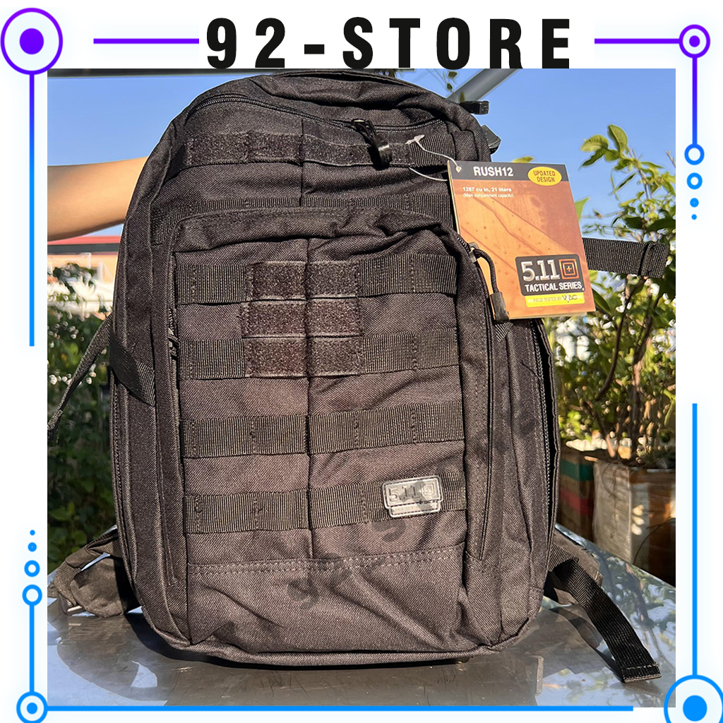 Balo chiến thuật 511 Tactical Rush 12 màu đen chống nước, hàng chính hãng cao cấp phù hợp đi phượt, du lịch.