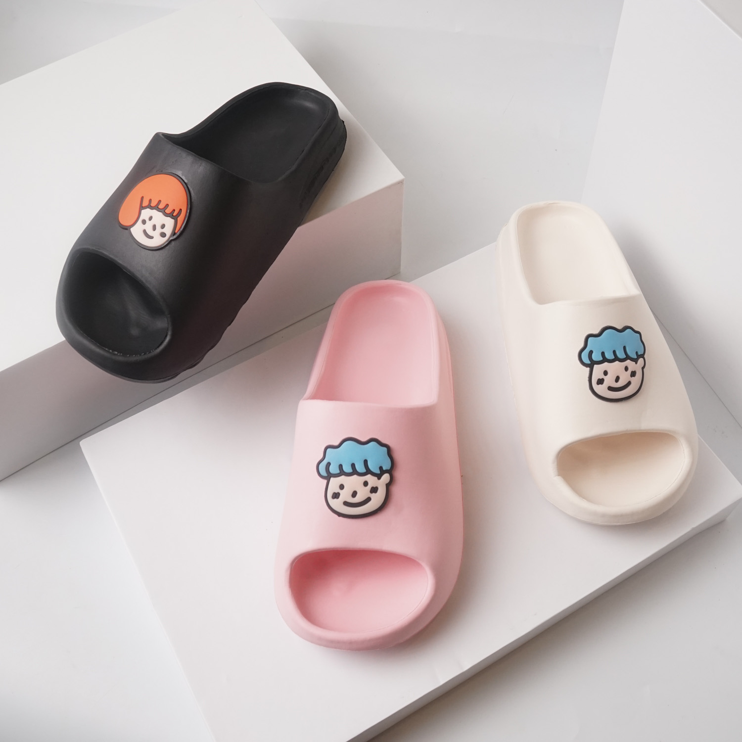 Dép bánh mì nữ hình mặt bé trai bé gái đế cao 3cm siêu êm
