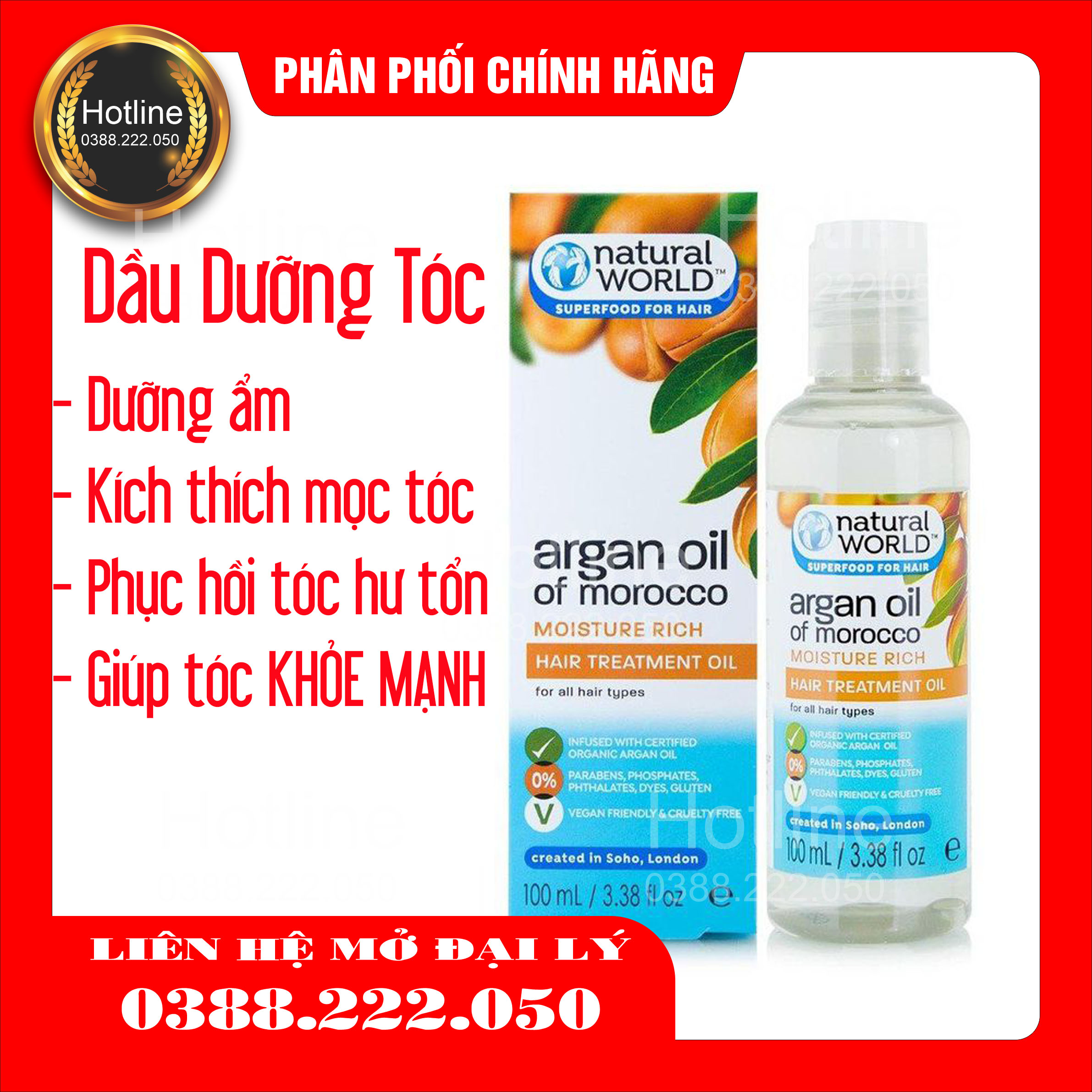 Dầu dưỡng tóc Natural World Argan Oil Of Morocco Moisture Rich Hair Treatment Oil CHÍNH HÃNG