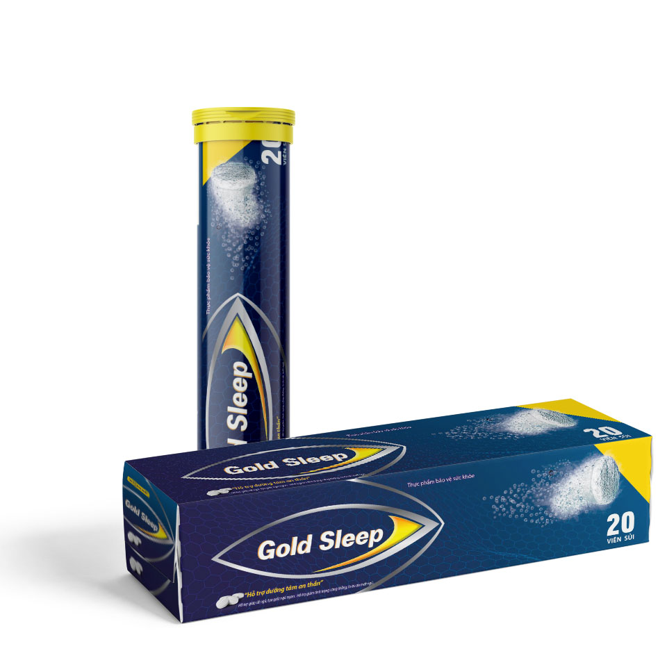 Viên Sủi Gold Sleep - tuýp 20 viên - Hỗ trợ mất ngủ cải thiện chất lượng giấc ngủ - TS001