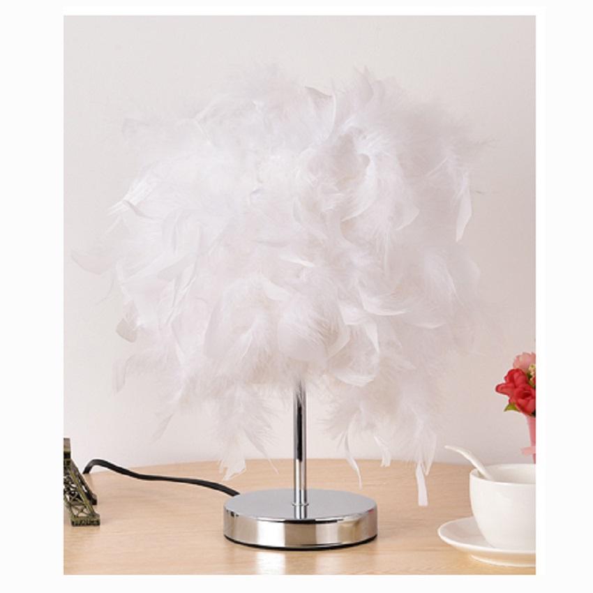 Đèn ngủ lông vũ mẫu chân màu inox 31x25cm, đền ngủ, đèn trang trí phòng khách