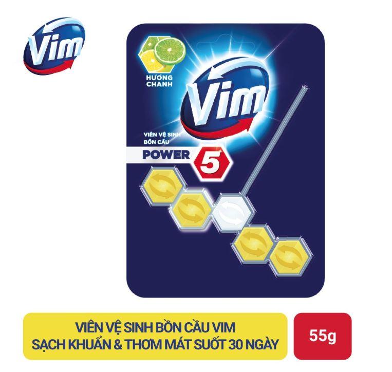 Viên Treo Bồn Cầu Vim Power 5 Hương Chanh 55G Sạch Khuẩn Thơm Mát
