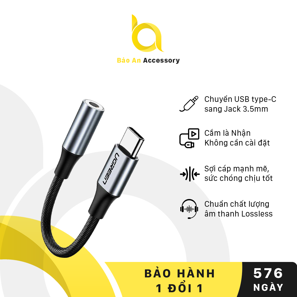 Cáp Chuyển Đổi USB Type-C sang Jack 3.5mm UGREEN AV142 - Hàng Chính Hãng