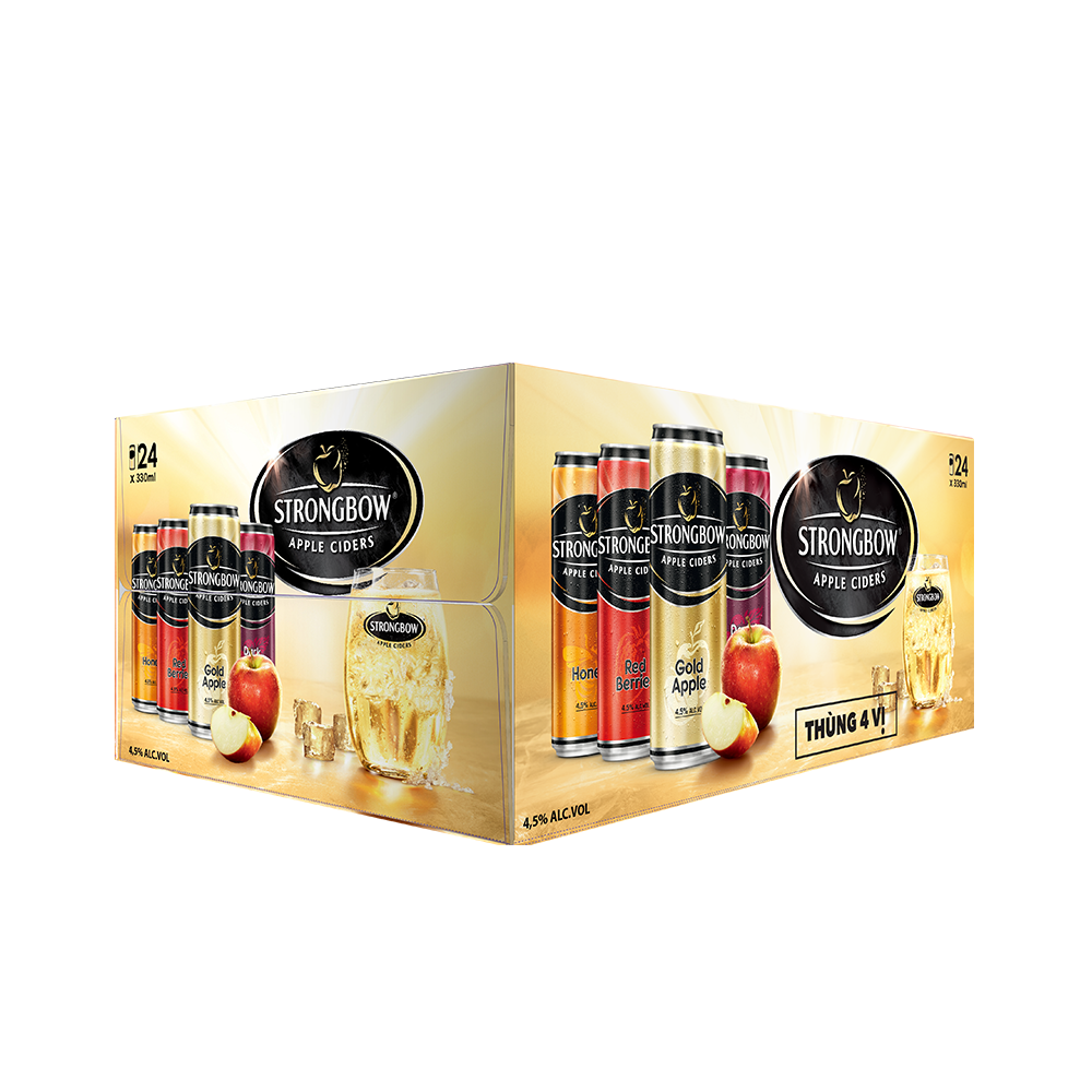 Thùng 24 lon cao Strongbow Mix 4 vị 330ml
