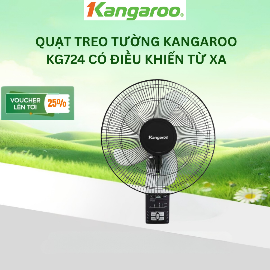 [BH 1 năm] Quạt treo tường Kangaroo KG724 có điều khiển từ xa