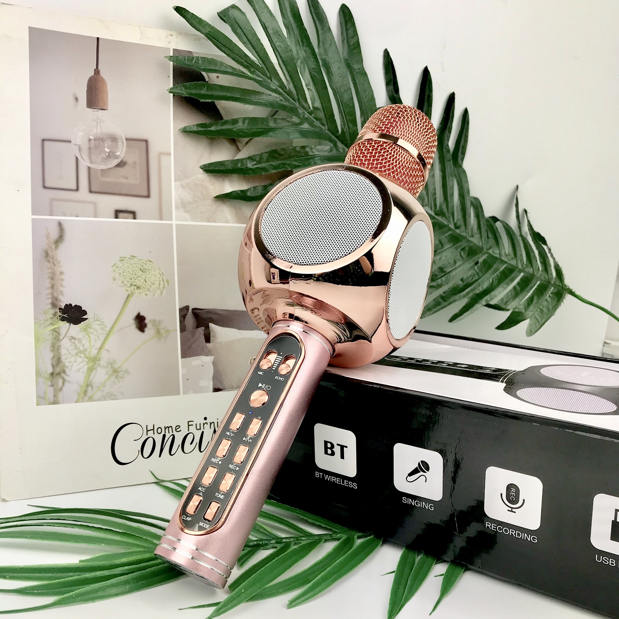 Mic karaoke ys 90 3in 1-micro bluetooth hát karaoke không dây, nghe nhạc rất hay âm bass cực đỉnh mic bắt giọng rất tốt hỗ trợ kết nối usb thẻ nhớ