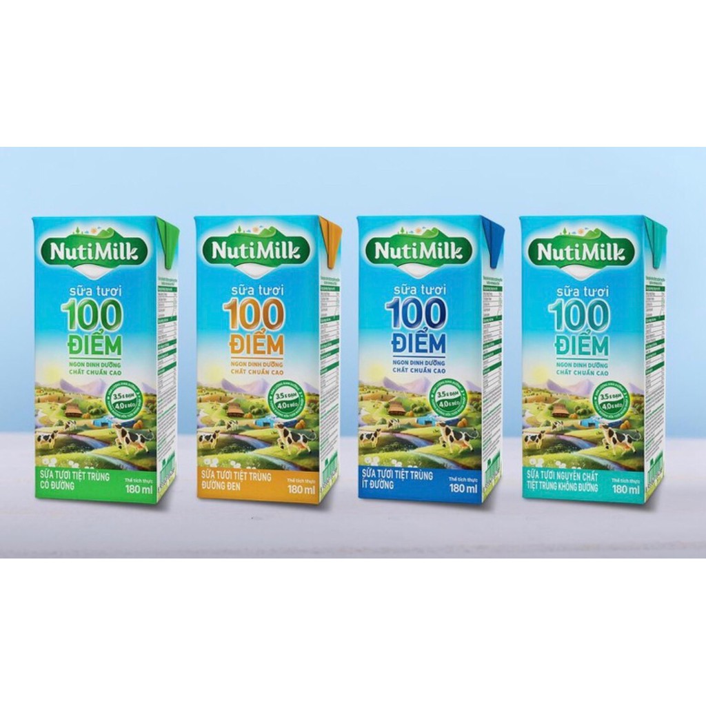 Sản phẩm mới nhất của nutifood thùng 48 hộp nutimilk sữa tươi 100 điểm 180ml đủ vị