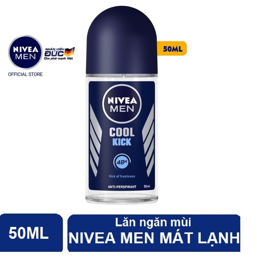 Lăn ngăn mùi Nivea Men Cool Kick 50ml khử mùi mát lạnh