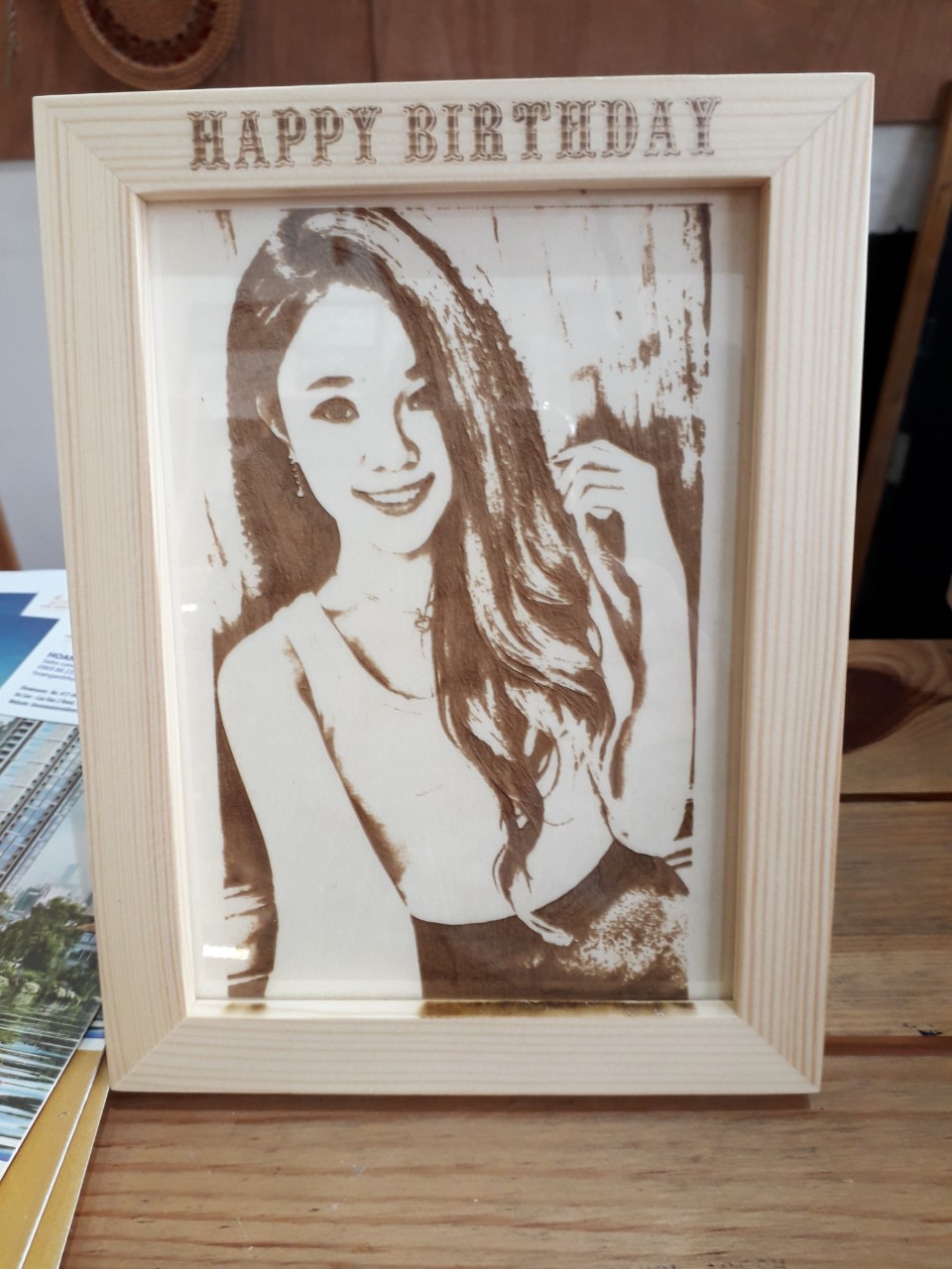 Tranh Khắc Gỗ Laser Theo Yêu Cầu Khổ 15x20cm