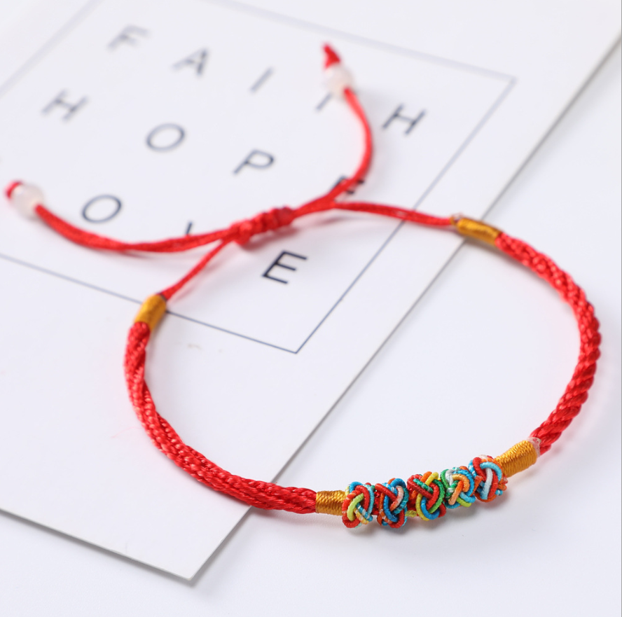 (HCM) Vòng Tay EBI Charm Chỉ Màu Ngũ Sắc Dây Rút Đỏ May Mắn Bình An