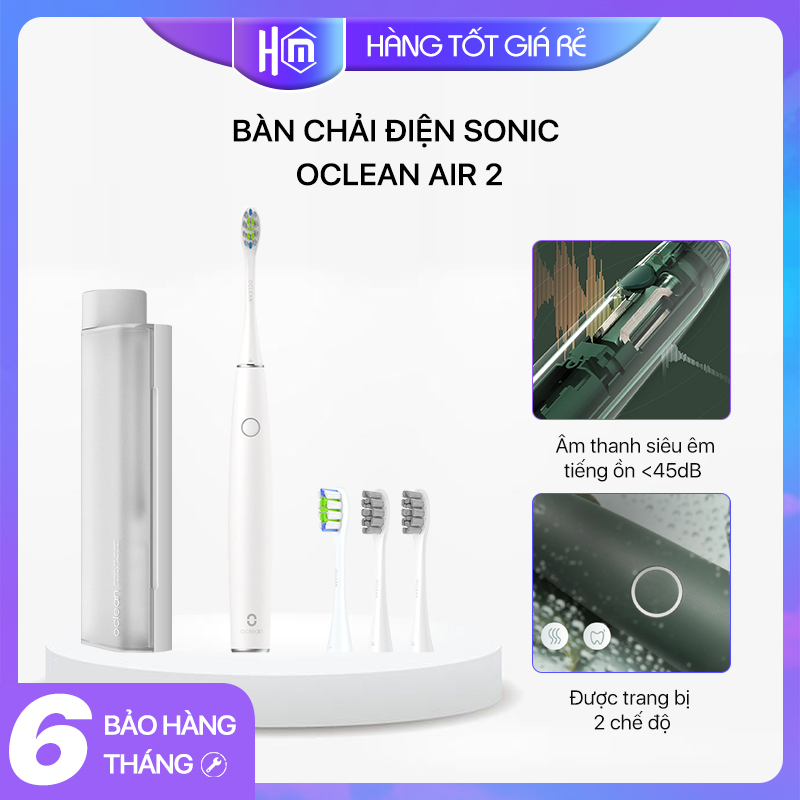 Xiaomi Oclean Air 2 Bàn chải đánh răng điện oclean - siêu âm , hai chế độ ,sạc nhanh, chống nước IPX7