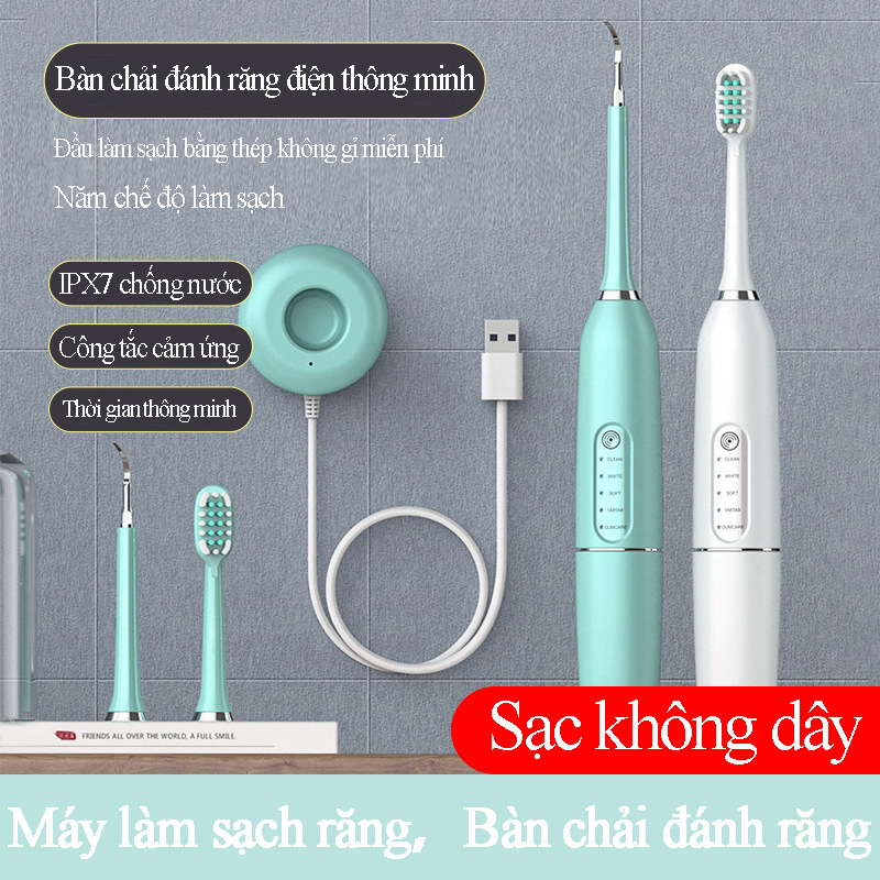 Bàn chải đánh răng điện máy cạo vôi răng 2 trong 1 Dụng Cụ Lấy Cao Răng - Máy Lấy Cao Răng Tại Nhà Cao Cấp