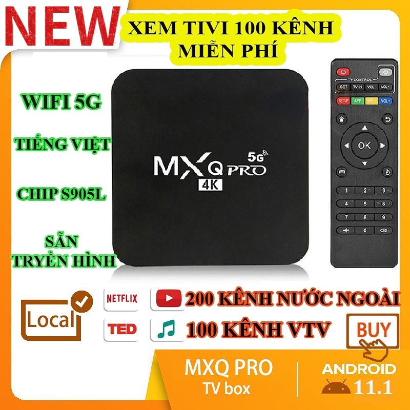 Android TV Box Mxq Pro 2023 Ram 16+256GB Smart Tivi Box 4K Wifi 5G Android