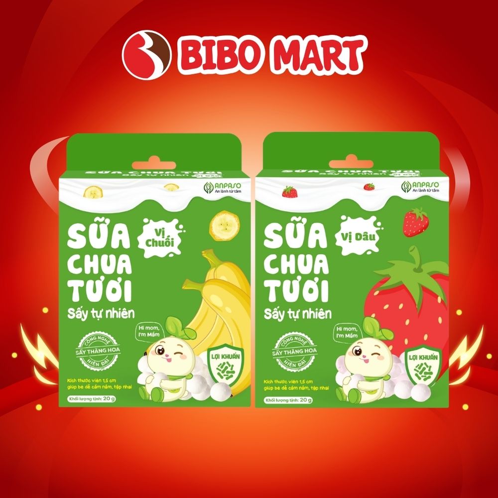 Sữa Chua Tươi Sấy Tự Nhiên Anpaso Vị Phô Mai Và Mix Vị 20g - Bibo Mart