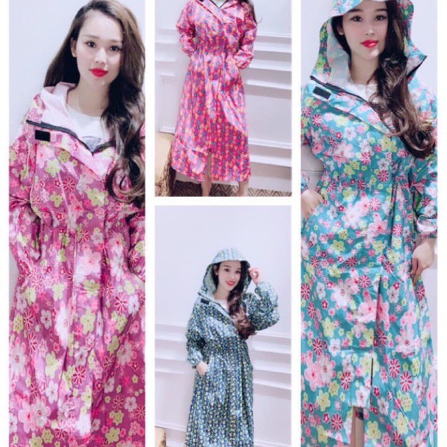 Áo mưa nữ kiểu măng tô thời trang siêu xinh dầy dặn bền đẹp chống thấm nước tuyệt đối vải dù siêu bền