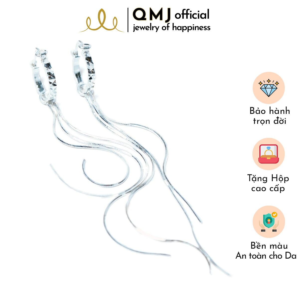 QMJ Bông tai Mo dáng dài bạc 925 chuẩn cao cấp, dành cho bạn nữ thích bộ trang sức cổ trang và khuyên tai hoa tuyết và phong cách phụ kiện thời trang, thiết kế đơn giản, duyên dáng, công sở - QKL2831