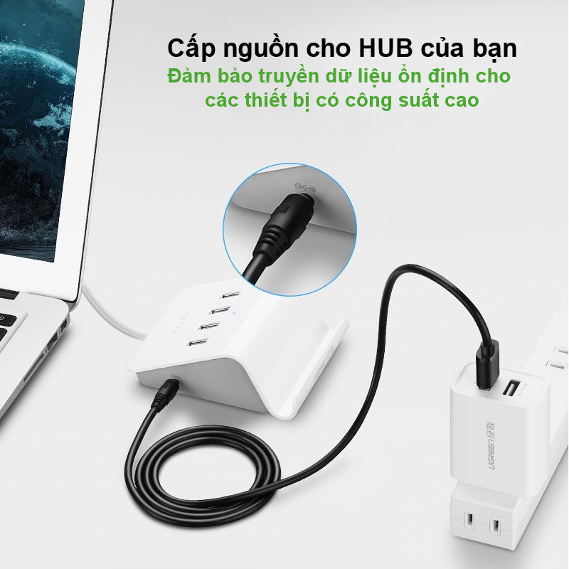 Dây nguồn 1 chiều USB 2.0 sang DC 3.5mm đầu đực dài 1m UGREEN US277 Dây nguồn 1 chiều USB 2.0 sang DC 3.5mm đầu đực dài 1m UGREEN US277
