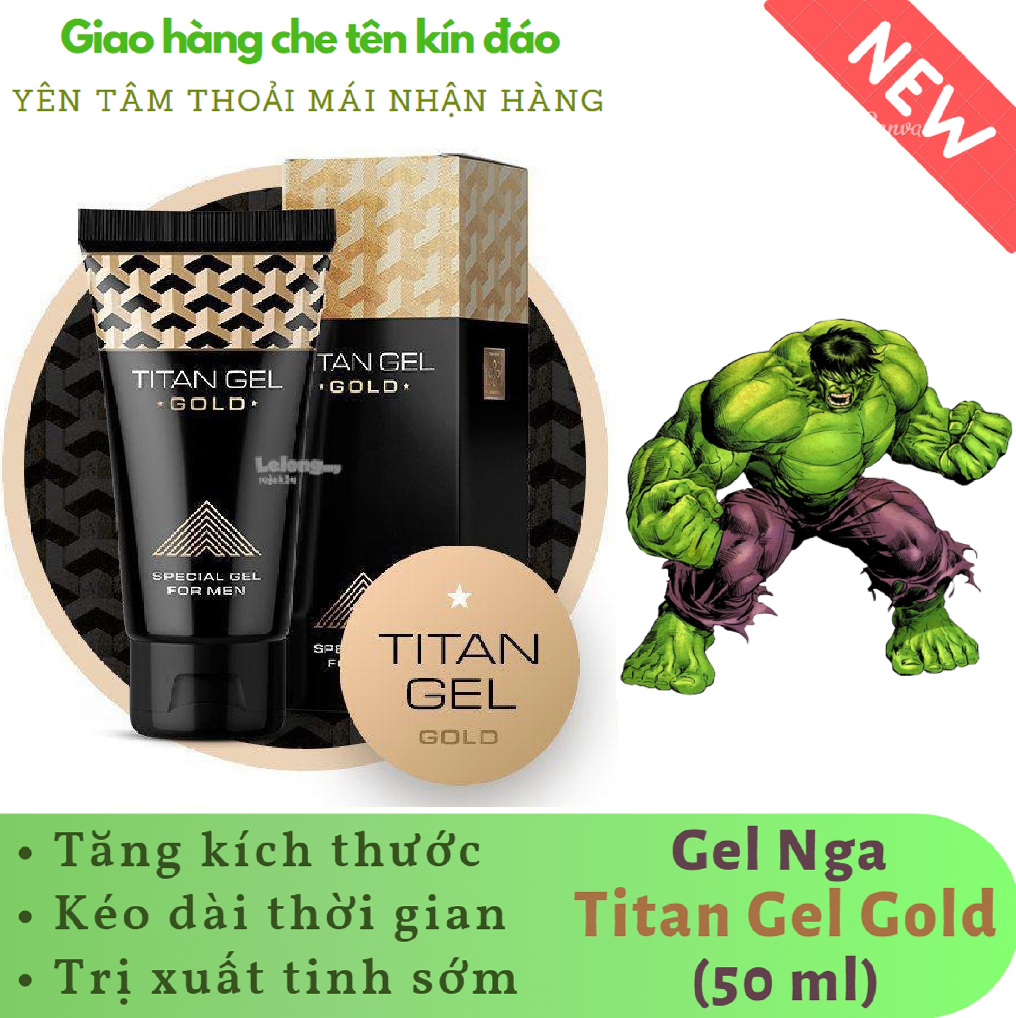 Gel thảo dược Nga TITAN GOLD cao cấp nam phiên bản giới hạn (chai 50ml) - hàng chính hãng