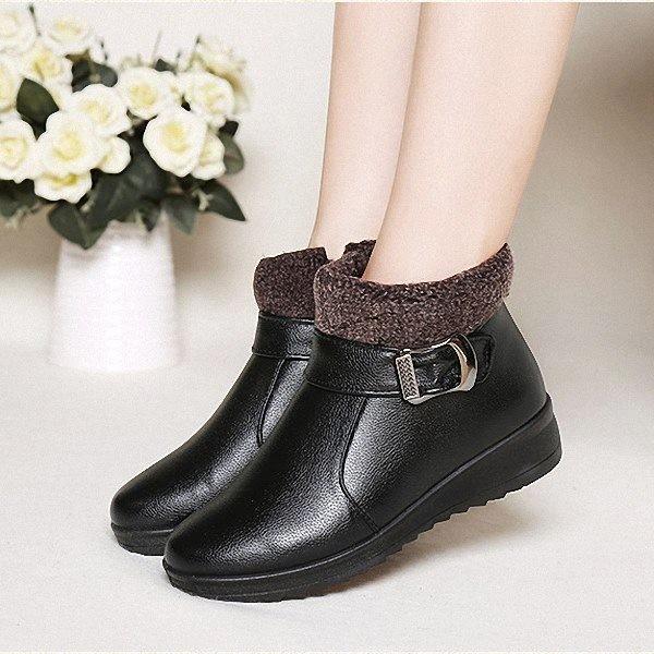 Giày boots cổ phối lông