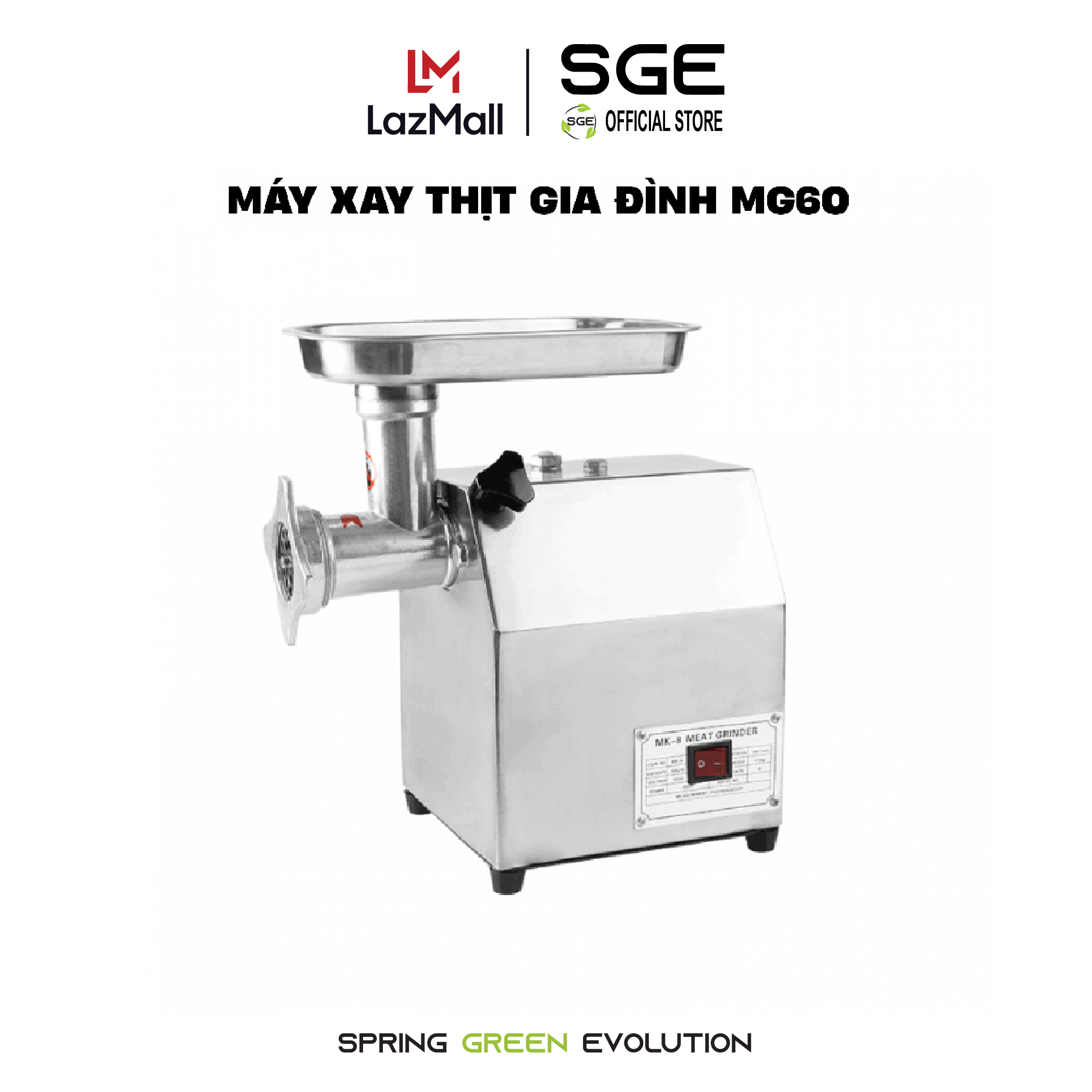 Máy Xay Thịt Gia Đình SGE MG60 Công Xuất Xay 60kg/h Tiêu Chuẩn Inox304 Tiết Kiệm Điện Hoạt Động Liên Tục Bền Bỉ