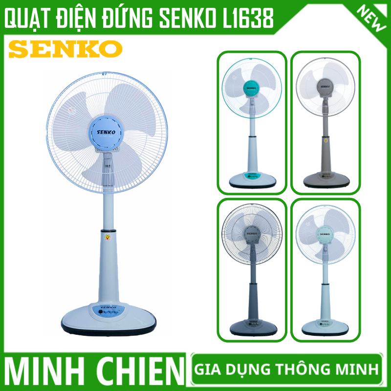 Quạt điện đứng senko l1638, quạt lửng senko l1638 chính hãng, 100% lõi đồng, công suất 47w, bảo hành 1 năm