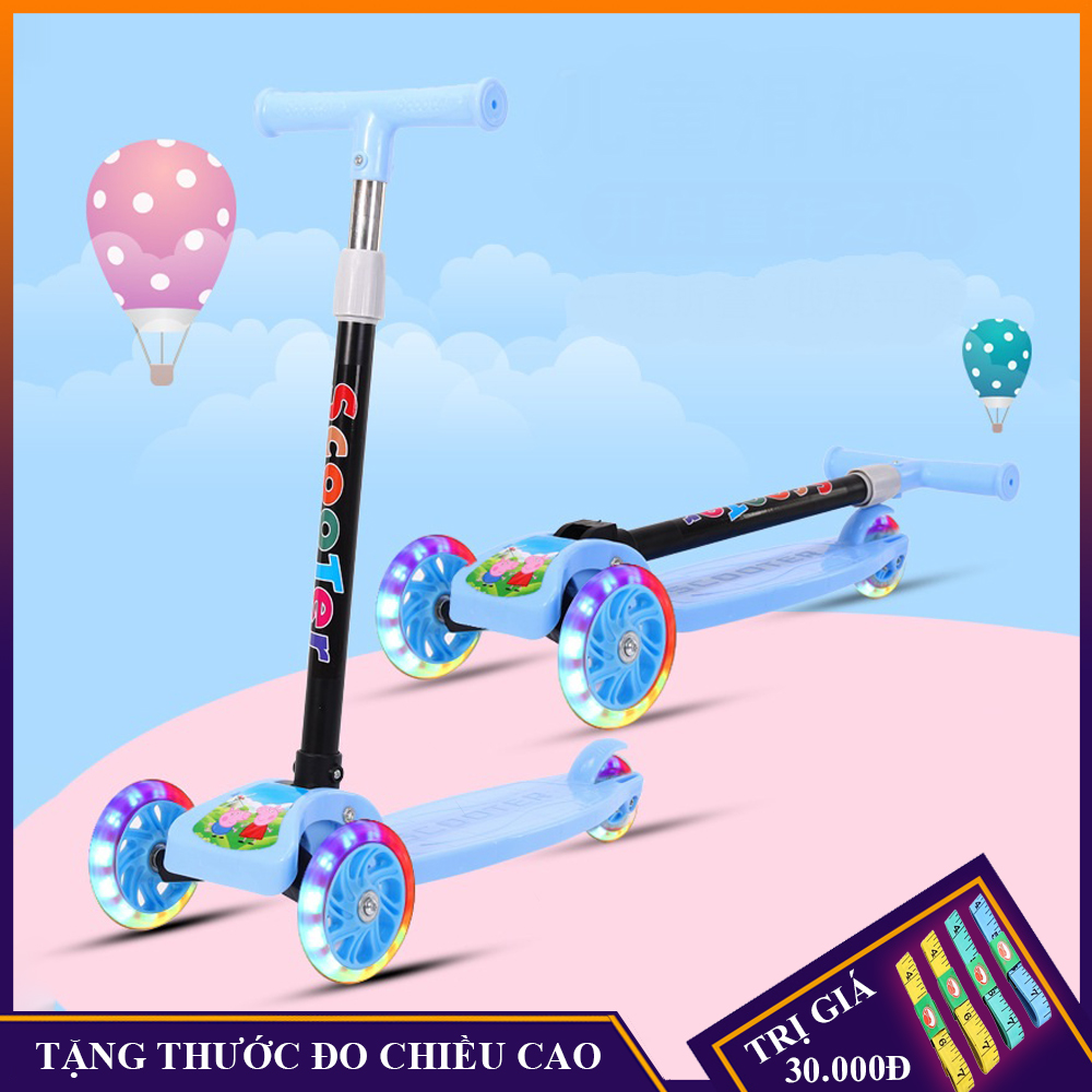 Xe trượt Scooter cho bé từ 3 đến 8 tuổi tải trọng 100kg có 3 bánh phát sáng (có loại bánh không phát sáng)