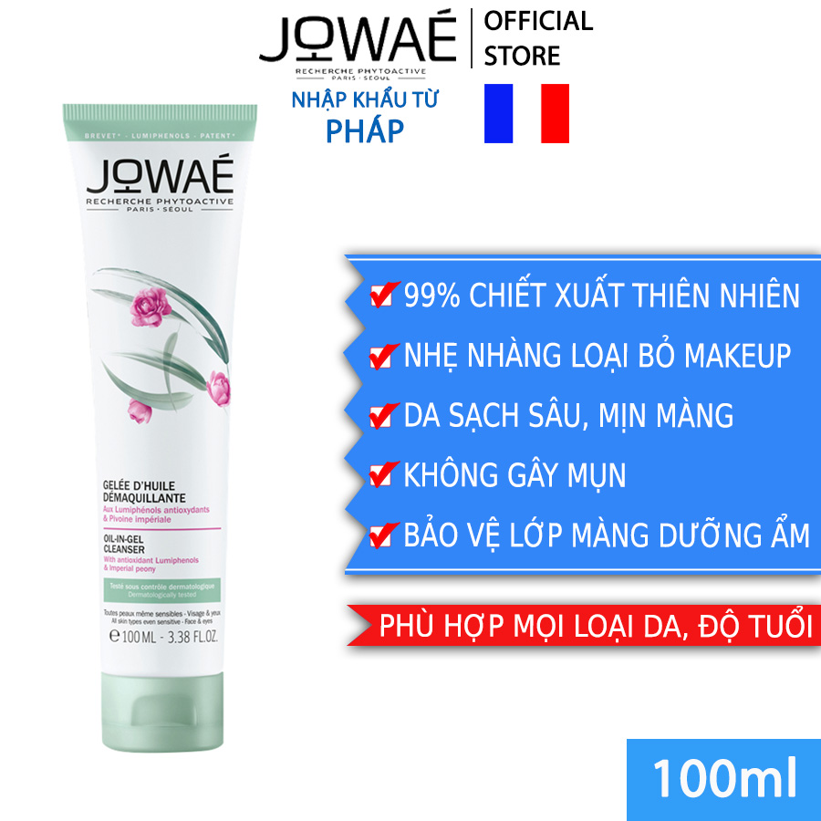 Dầu tẩy trang dạng Gel JOWAE thành phần thiên nhiên sản phẩm cao cấp nhập khẩu chính hãng từ Pháp Oil In Gel Cleanser 100ml