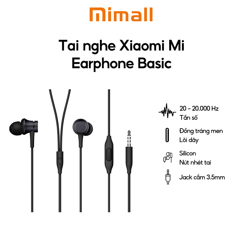 Tai nghe có dây Mi Earphones Basic - Bảo hành Chính Hãng 6 tháng