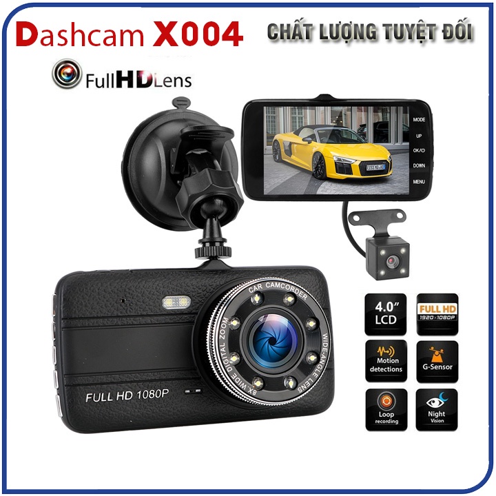 [ Tặng thẻ 32gb ] Camera hành trình Ô TÔ X004 CÓ chất lượng độ phân giải cao   - Có camera lùi chống nước. Công Nghệ USA tiên tiến cho hình ảnh sắc nét và độ bền cực cao. BH 12 tháng , lỗi 1 đổi 1.