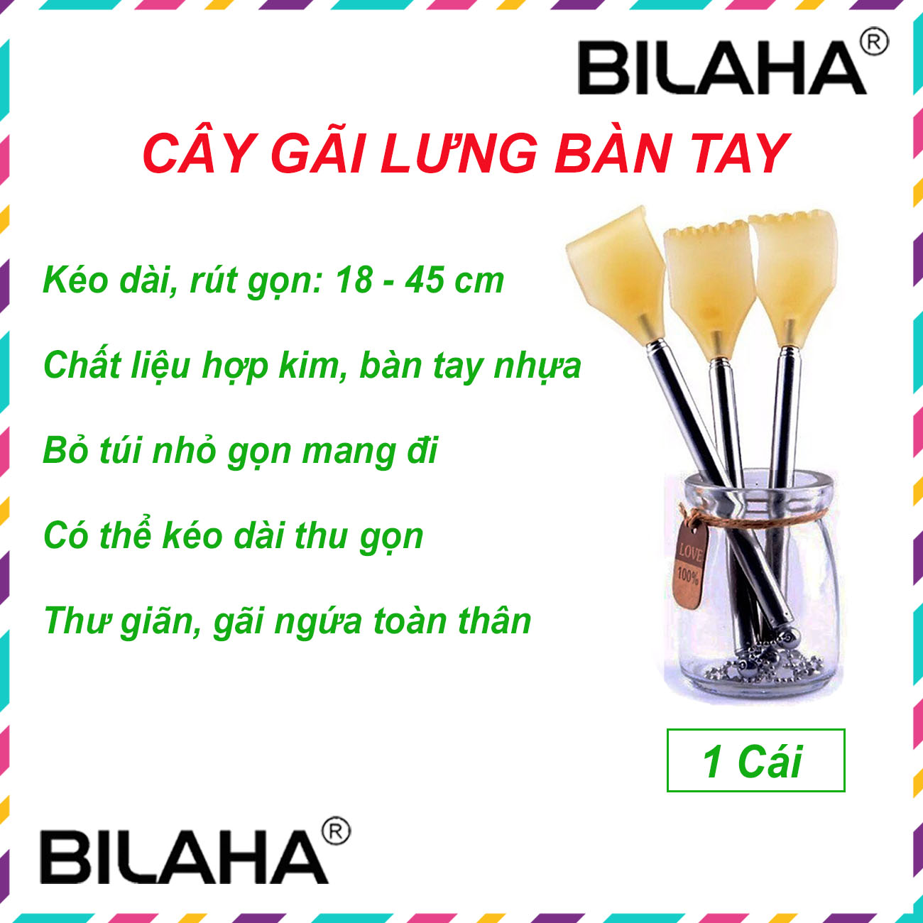 Cây gãi lưng massage hình bàn tay rút gọn gãi ngứa lưng