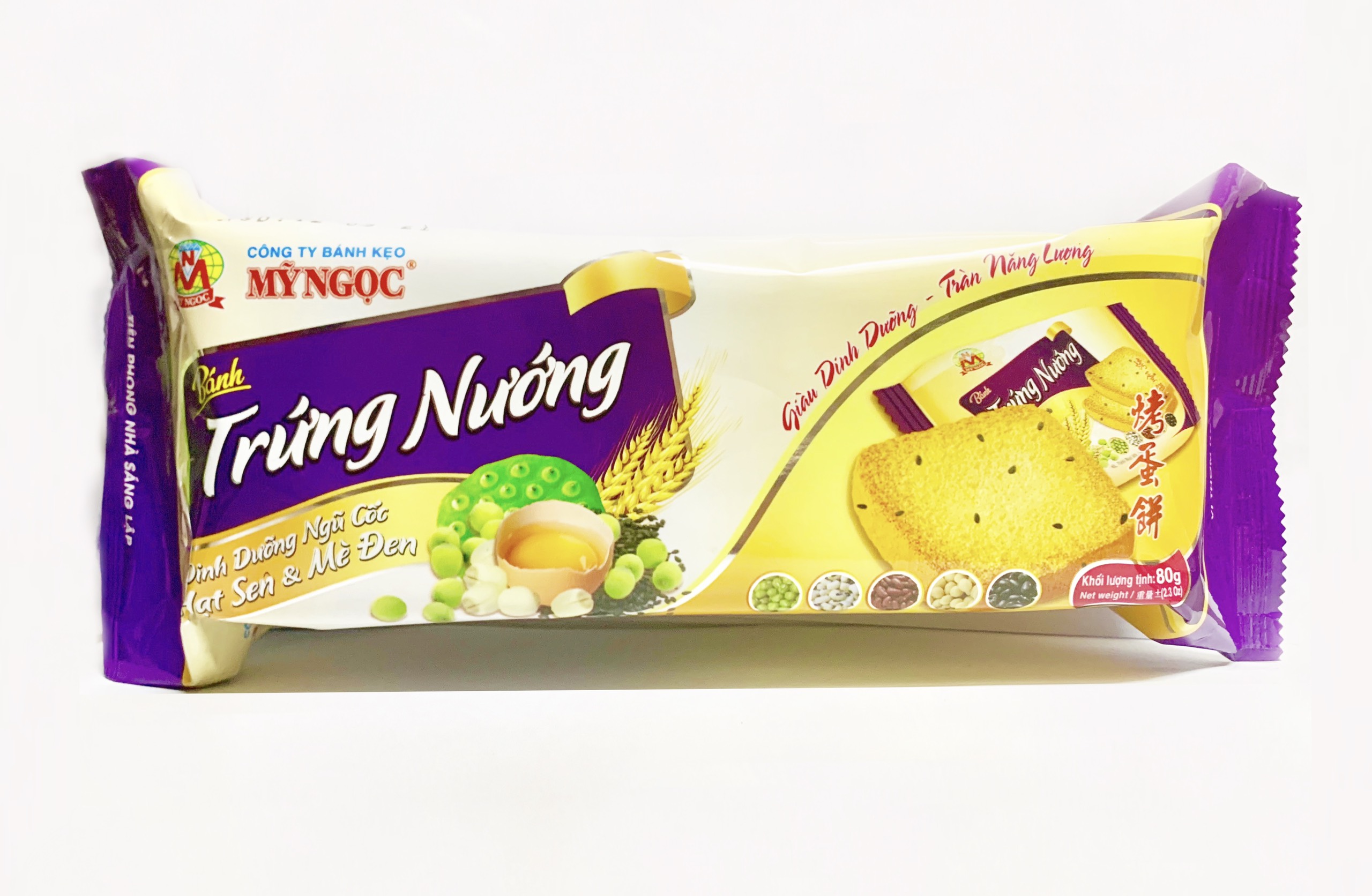 80g Bánh trứng nướng MÈ ĐEN sữa tươi HẠT SEN, giòn rụm GIÀU DINH DƯỠNG bổ sung NĂNG LƯỢNG giữa giờ làm việc
